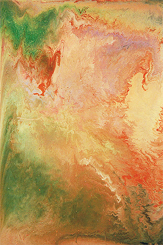 1988-09-Ohne-Titel-Gruen-beige-Verlauf-Dispersion-auf-Malkarton-38x53cm