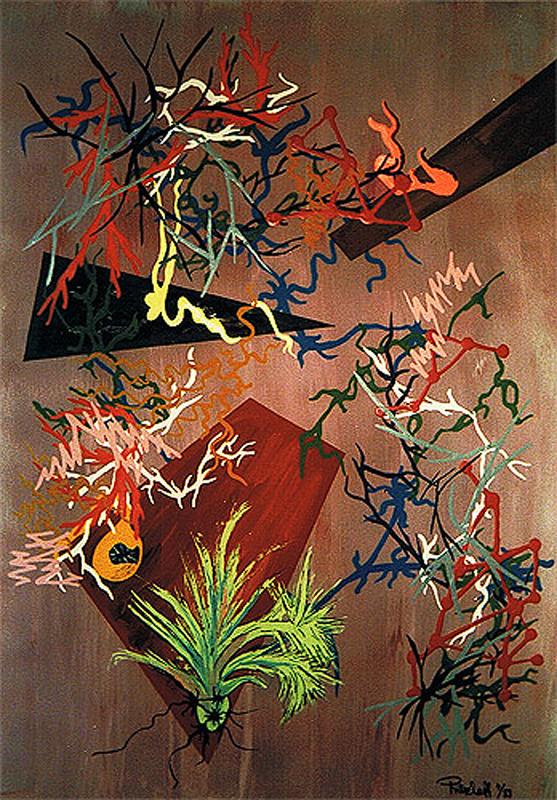 1989-04-Gruenlilie-Dispersion-und-Leuchtfarbe-auf-Plakatkarton-48x68cm