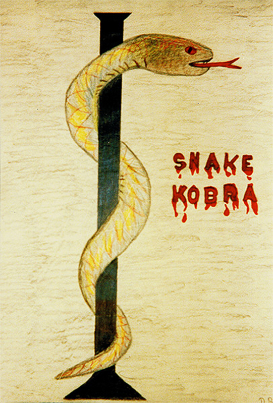 1983-Snake-Kobra-Bleistiftzeichnung-40x30cm