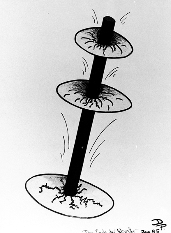 1985-Das-Ende-der-Abwehr-Tusche-Filzstift-Bleistift-30x40cm