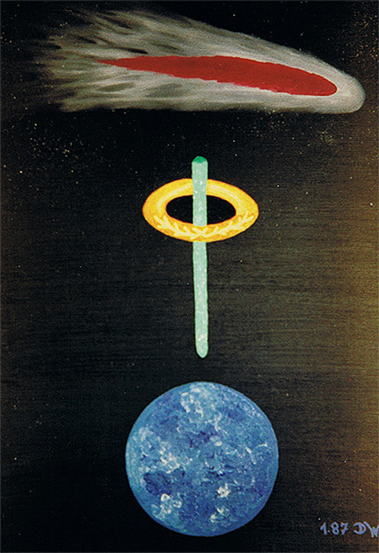 1987-01-Das-Kometenjahr-Oel-auf-Malkarton-30x40cm