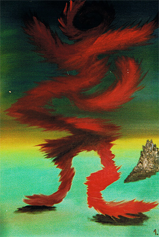 1987-01-Feuertanz-Oel-auf-Malkarton-30x40cm