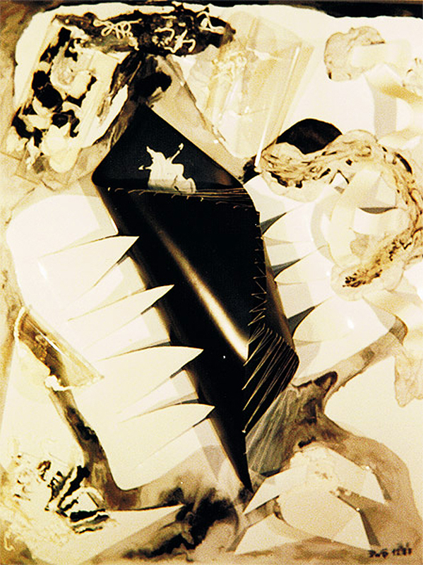 1987-12-Torso-genaeht-Dispersion-Sand-Kunststoffteile-Gips-Silikon-auf-Holz-80x100cm