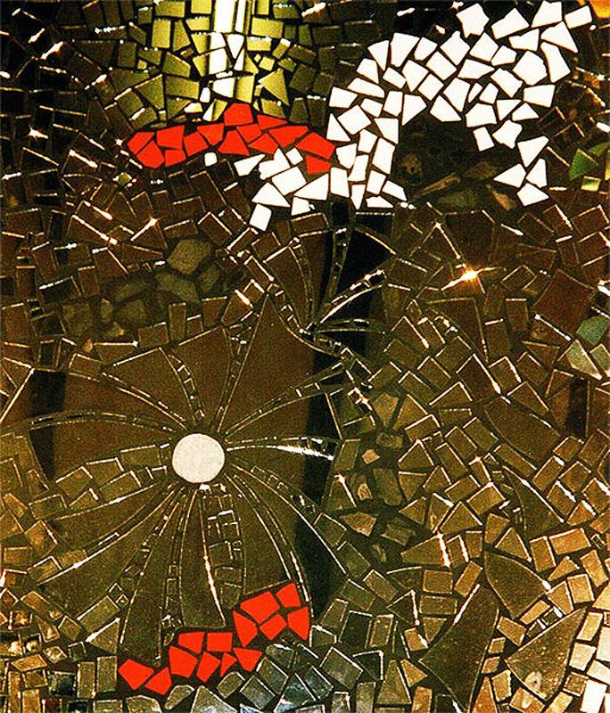 1988-01-Lebenssplitter-5-Spiegel-Keramik-Schiefer-auf-Holz-69x80cm