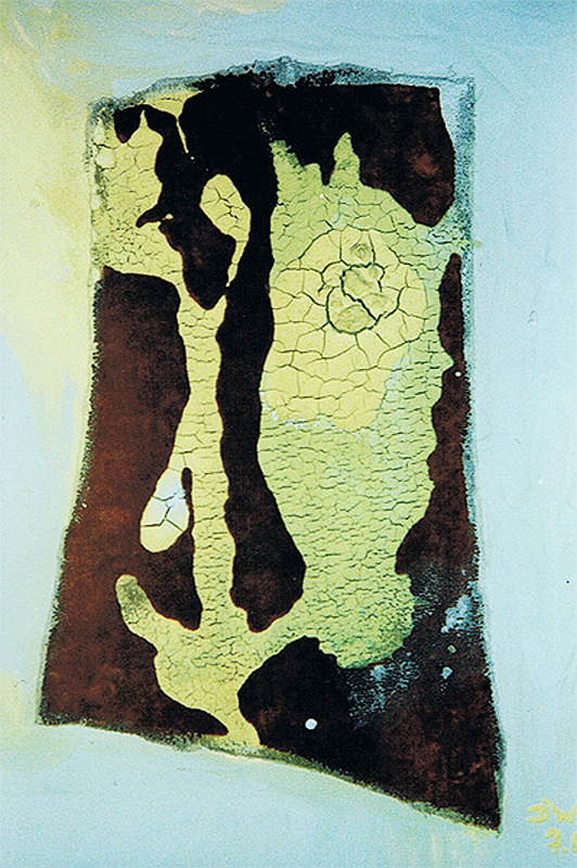 1988-07-Ohne-Titel-Dispersion-ueber-Stoff-auf-Malkarton-38x53cm