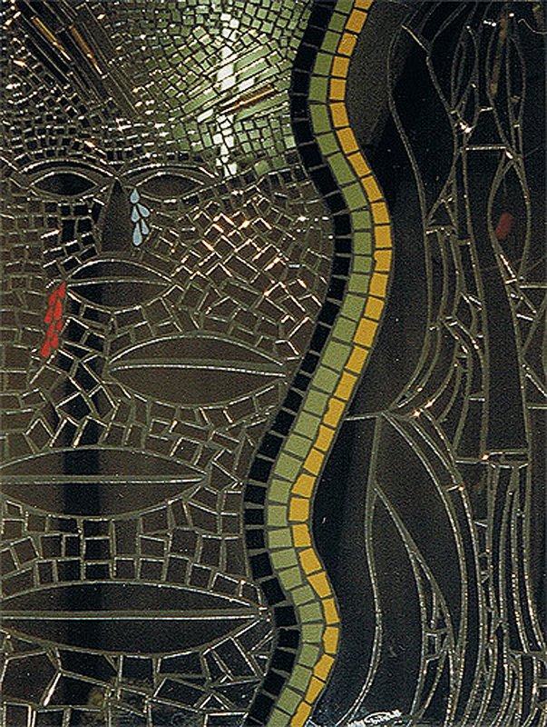 1988-11-Schrei-nach-Freiheit-Spiegel-Keramik-Gewehrpatronen-auf-Holz-60x80cm