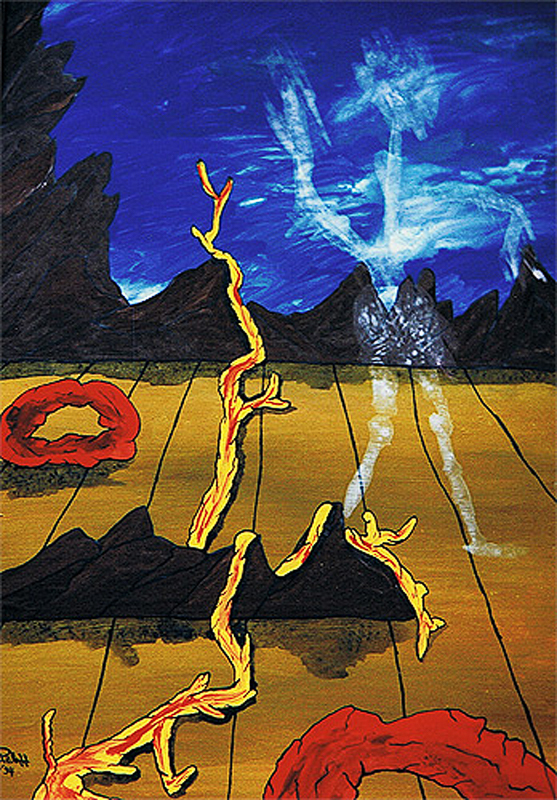 1994-09-Drohende-Erscheinung-Acryl-und-Dispersion-auf-Malkarton-38x53cm